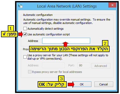 צילום מסך – הנחיות להגדרת פרוקסי בבתי החולים